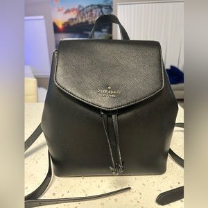 kate spade black leather mini backpack